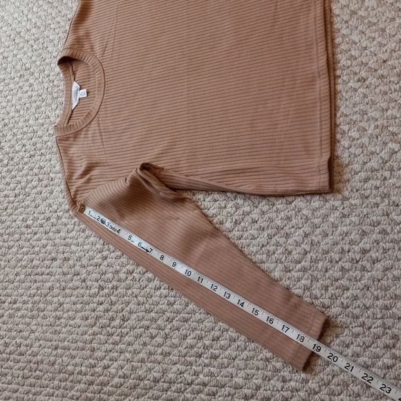 Pumpkin Spice Ribbed Long Sleeve Crewneck Top Relaxed Minimalist Slouchy Active - Picture 8 of 14